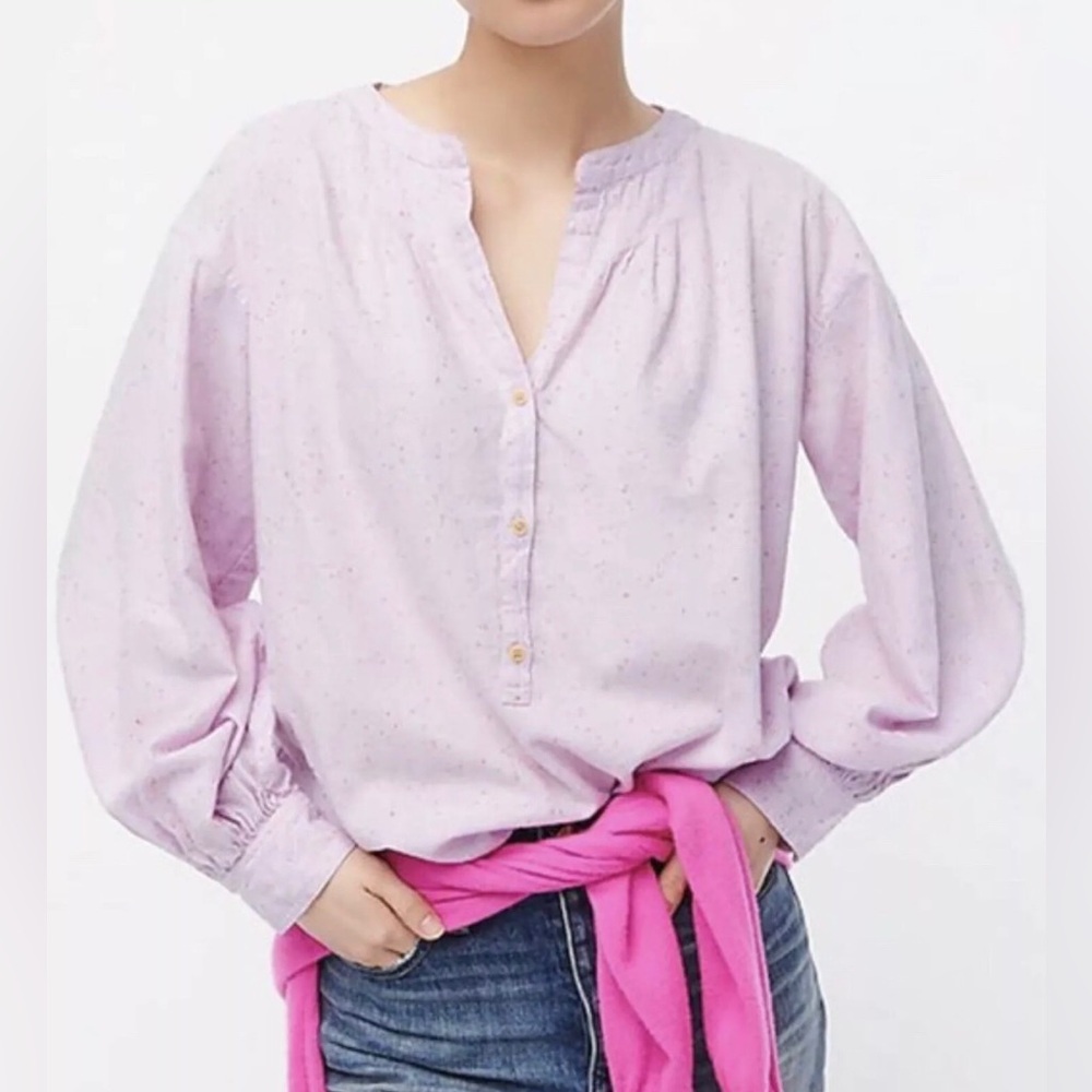J. Crew Donegal Pink Open V-Neck Textured Flannel Shirt Womens Sz S Preppy Boho